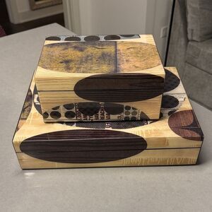 Abstract Patterned Wooden Boxes for Decor